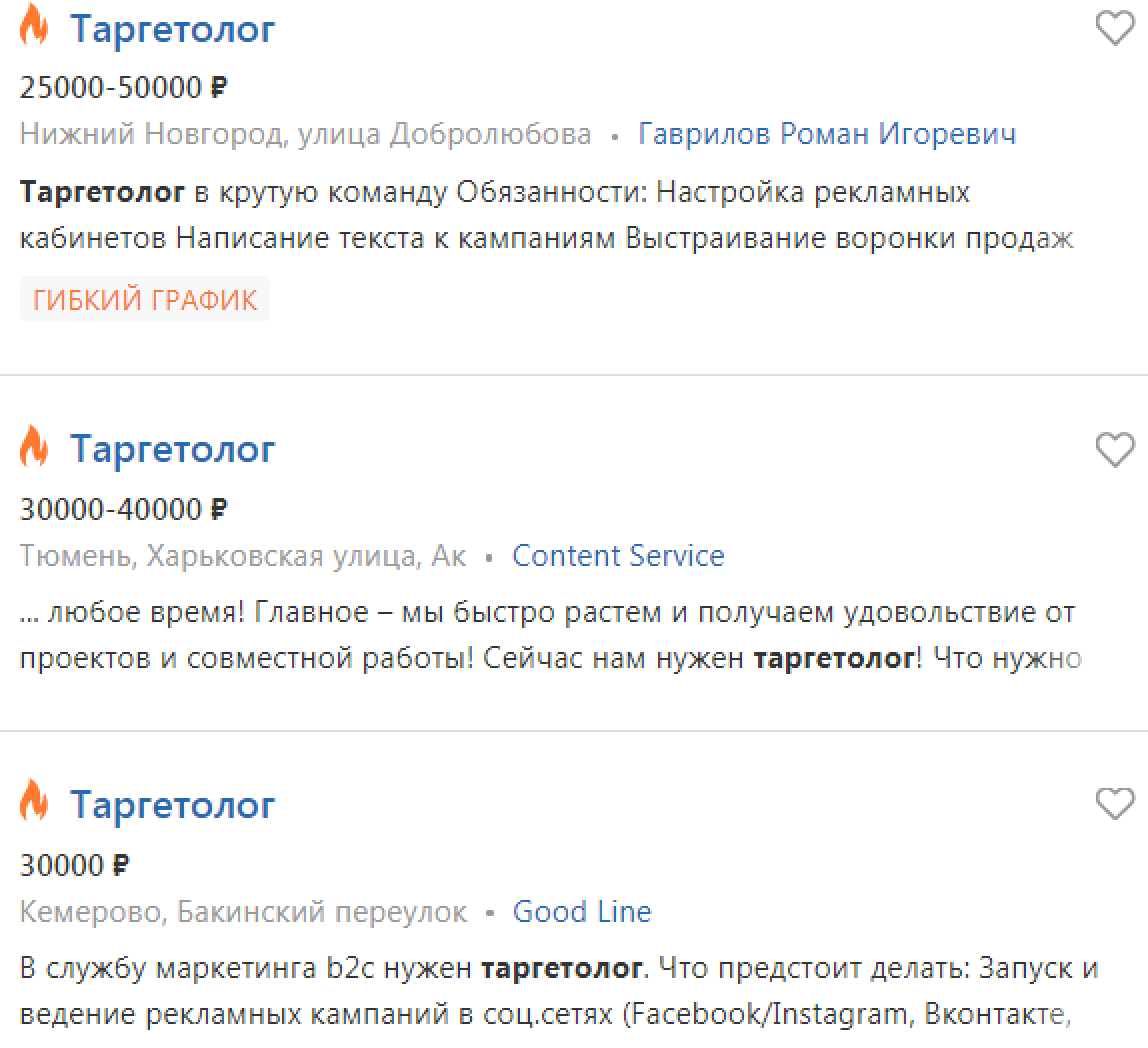 Зарплаты таргетологов в разных городах России